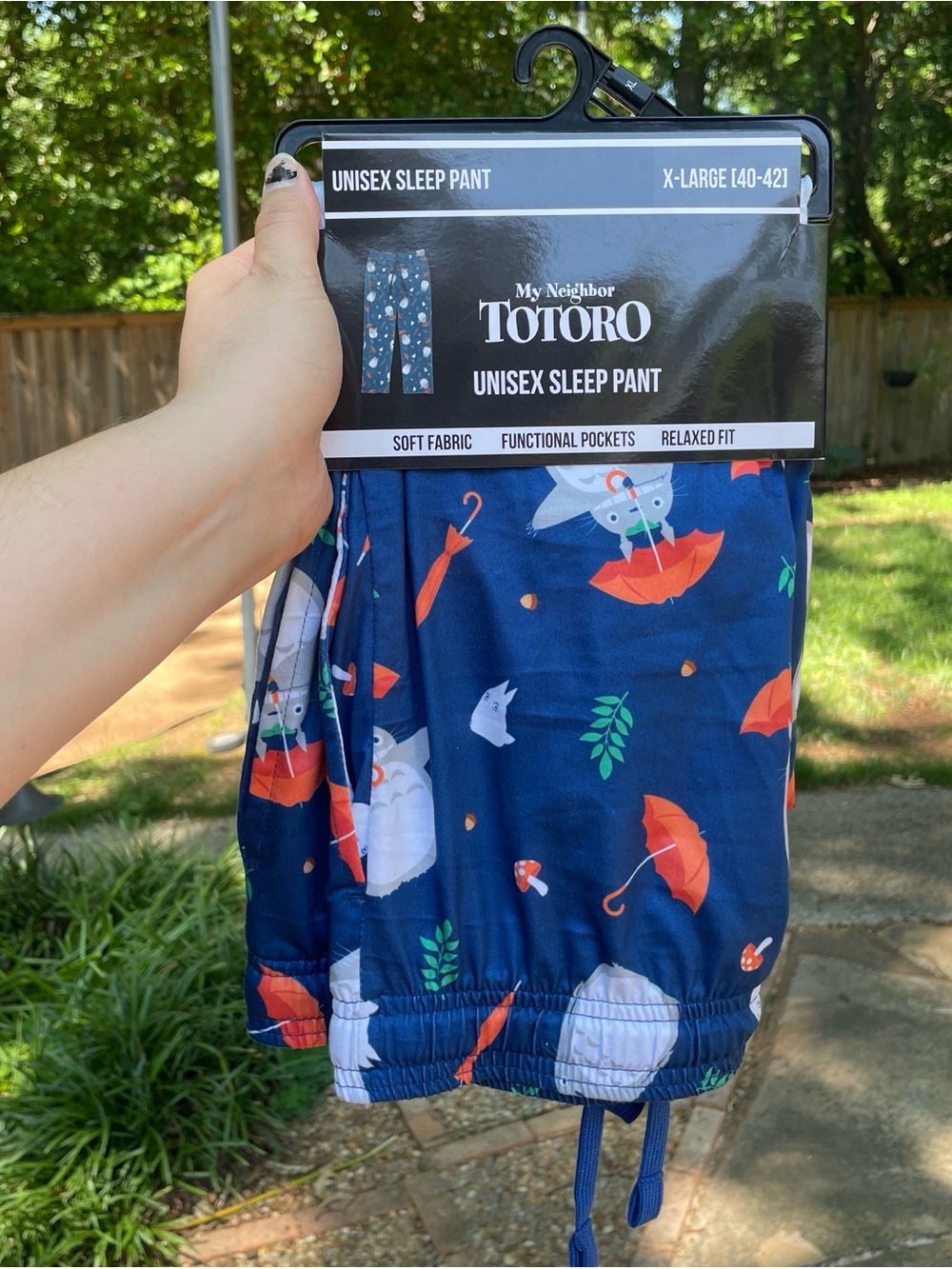 My Neighbor Totoro Navy Blue Umbrella Print Unisex Sleep Pants Size XL